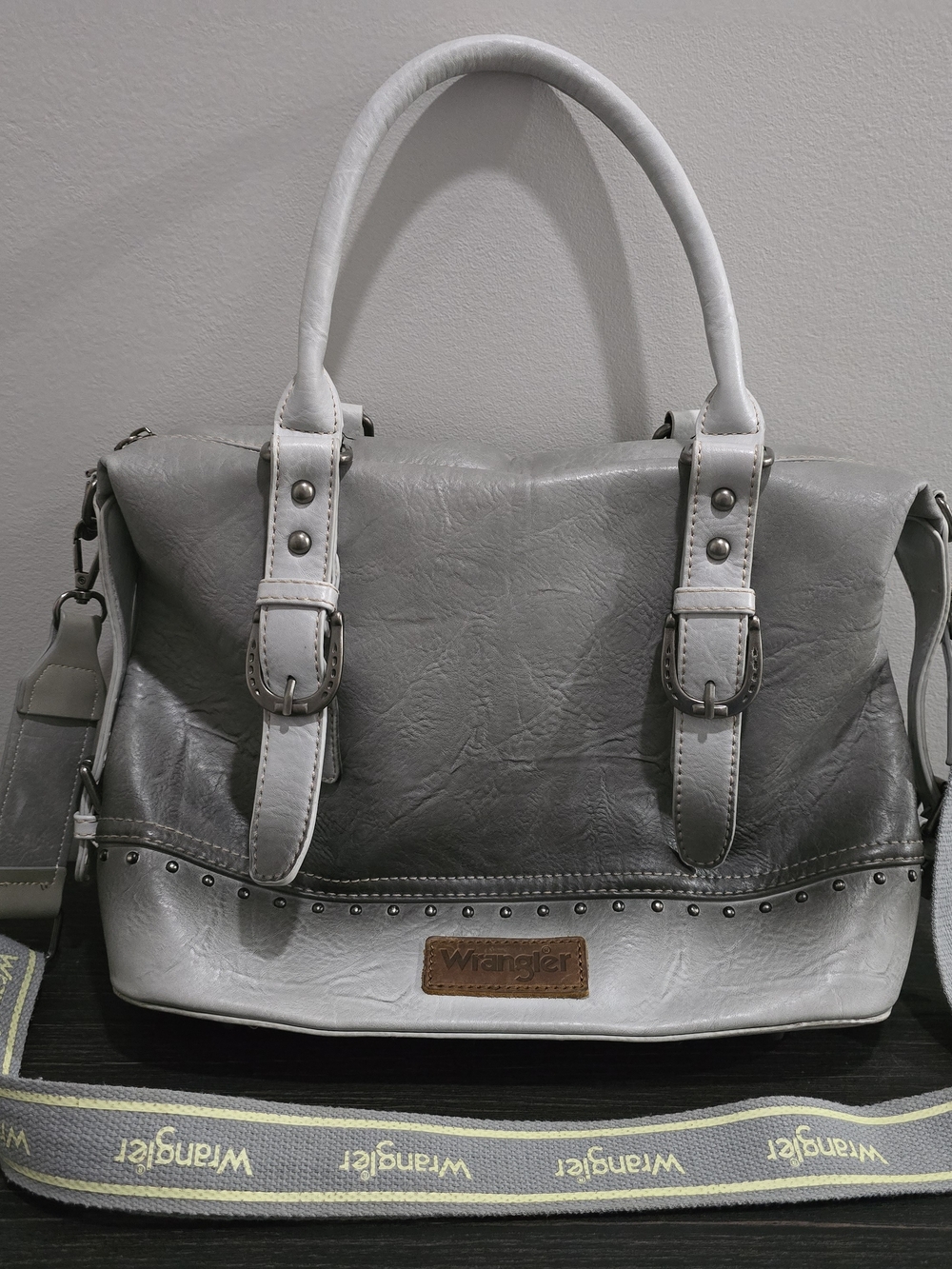 Wrangler Grey Two-Tone Satchel Bag with Detachable Strap